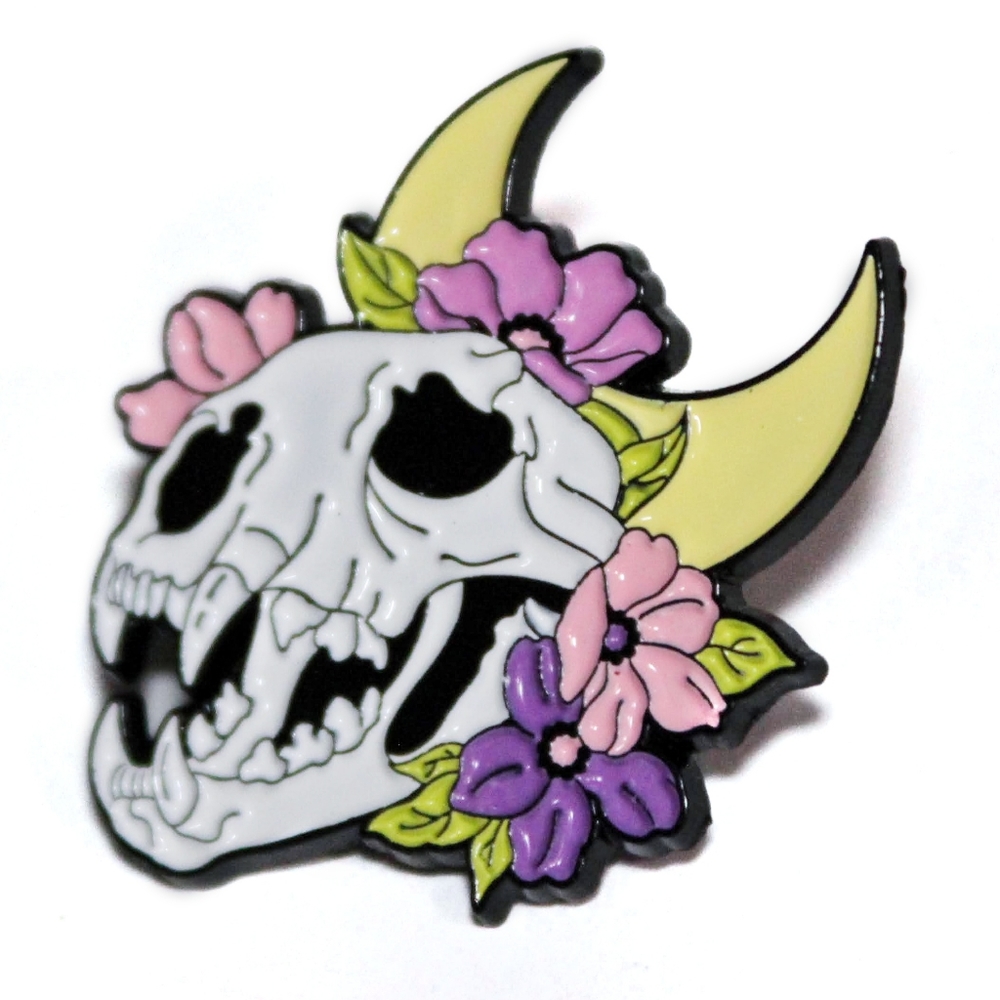 Witchy Tiger/Cat skull floral Enamel Pin